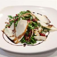 Tricolor Salad · Arugula, endive, radicchio, shaved Parmesan cheese, tossed in a light balsamic dressing.