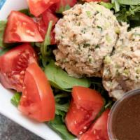 The Scoop Salad (Not Vegan) · Mixed greens, homemade gourmet tuna salad, tomatoes and balsamic vinaigrette.