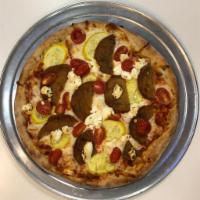Little Italian Pizza · Grilled zucchini, eggplant, cherry tomatoes and goat cheese.