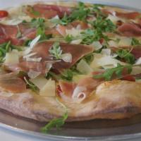 Love of Prosciutto Pizza · Fresh mozzarella cheese, cherry tomatoes, fresh arugula, prosciutto, Parmigiano Reggiano and...