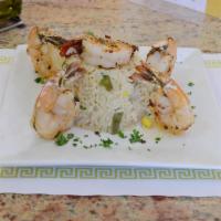 Garlic Shrimp · Sauteed with olive oil and parsley over rice.