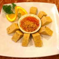 7. Golden Tofu · Deep-fried until golden brown tofu, then served with sweet chili sauce topped with ground pe...