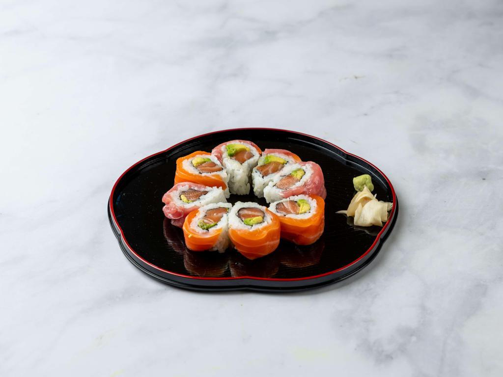 Cherry Blossom Roll · Salmon, cucumber, avocado, tuna and roes.