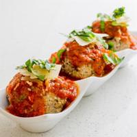 Veggie Meatballs · 3 Quinoa Veggie Balls w/ Tomato Gravy, Parmesan & Basil