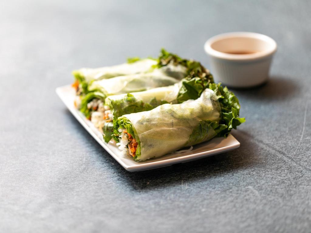 Fresh Salad Rolls · Vermicelli noodles, carrots, bean sprouts, lettuce and basil wrapped in rice paper, served with homemade peanut sauce.