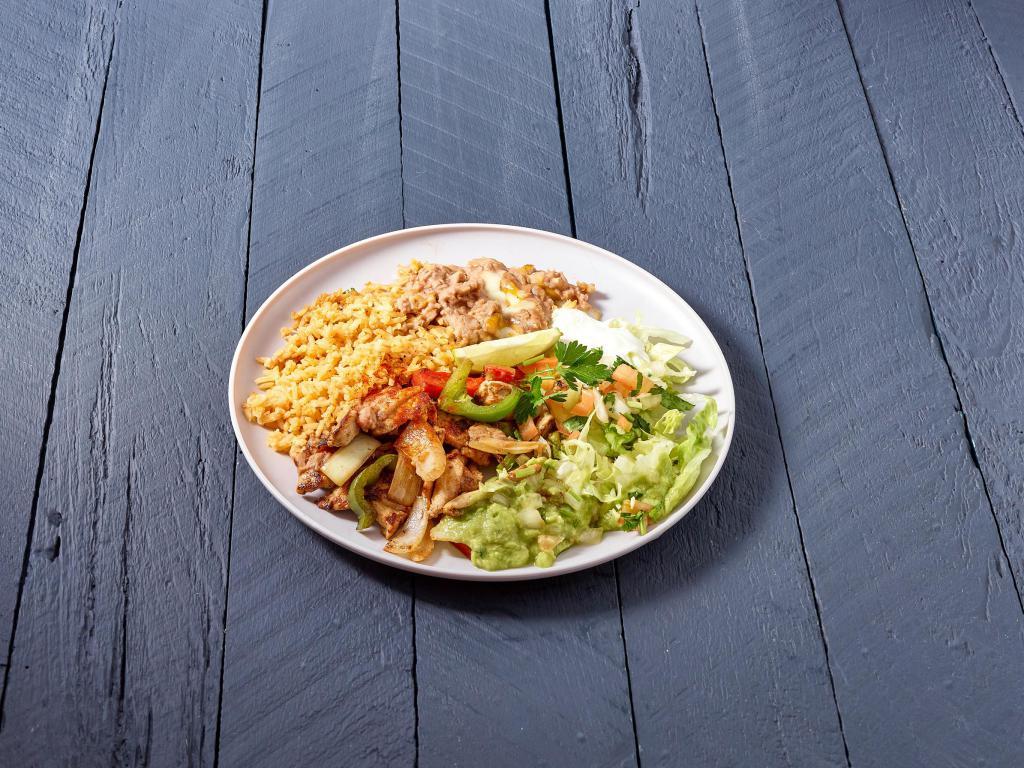 Pedro's Special Fajitas for 1 · Boneless chicken breasts or tender flank steak marinated with our special ingredients with rice, beans, salsa borracha, guacamole and sour cream.