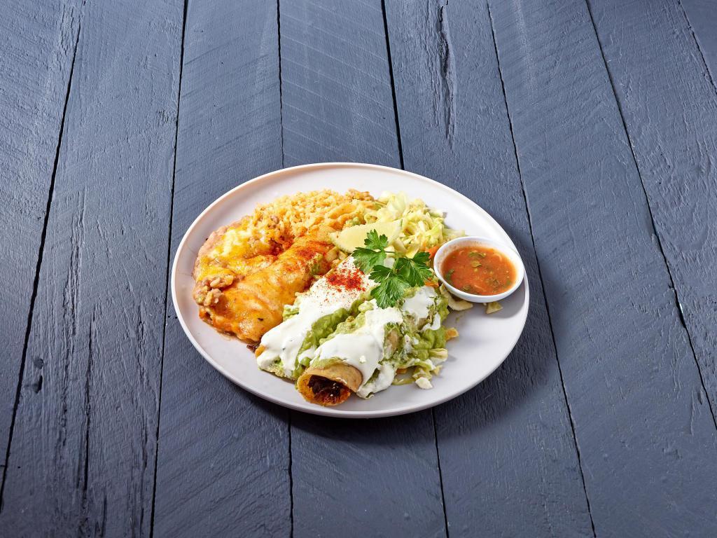 3 Items Combo · Combinaciones grandes. Served with rice, beans and coleslaw.