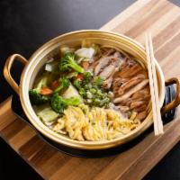 Udon · Udon noodles, vegetables, chicken in special Japanese style soup.