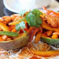 23. Protein with Mango Sauce  · Shredded mango,  onion with spicy sweet and sour sauce. Hot and spicy.