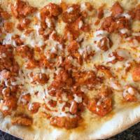 Buffalo Chicken Pizza · Diced chicken cutlet, mozzarella and blue cheese tossed with our homemade Buffalo sauce.