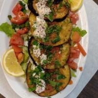 8. Spicy Shish Vegetables · Deep fried eggplant or Zucchini topped with fresh garlic, spicy sauce and Fresh cilantro. Se...