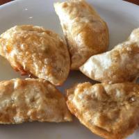 Fried Kimchi Dumplings (5 pcs) · 炸韩国泡菜饺 Crispy fried handmade dumpling with mildly spicy chopped Kimchi, potato, pork and lee...