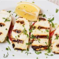 Halloumi · Grilled authentic mild Cypriot goat cheese.