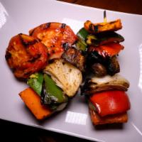 Grilled Veggies · Onions, pepper, zucchini, mushroom, carrot and tomato.