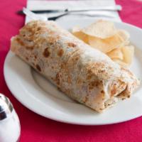 Carne Asada Burrito · Rice, pinto beans, lettuce, cheddar cheese, pico de gallo, sour cream and guacamole. Wrapped...
