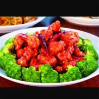 S3. General Tso's Shrimp · With white rice. Hot and spicy.