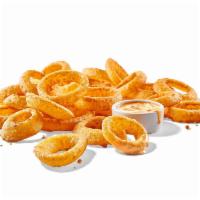 Beer-Battered Onion Rings Basket · thick-cut onion rings / beer batter / southwestern ranch