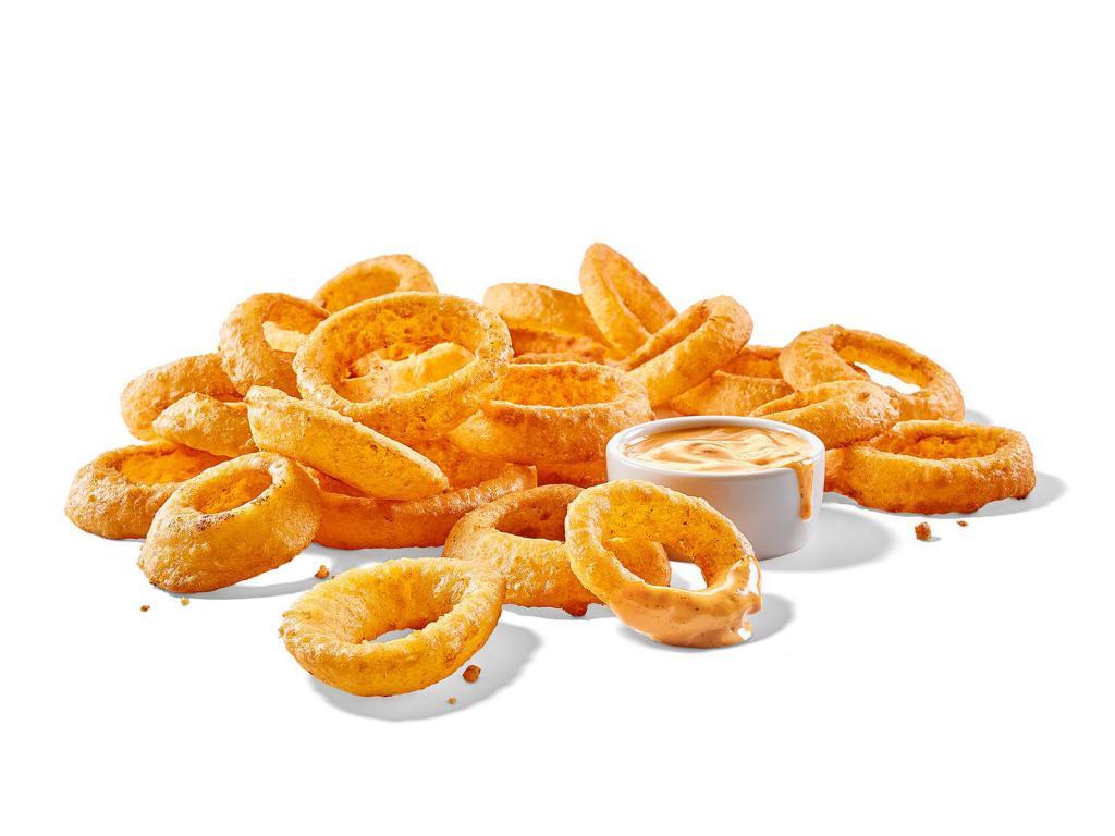 Beer-Battered Onion Rings · thick-cut onion rings / beer batter / southwestern ranch