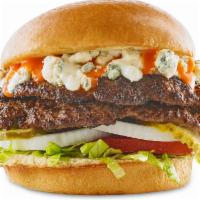 Buffalo Bleu Burger · double patty / hand-smashed / bleu cheese crumbles / medium buffalo sauce / bleu cheese dres...
