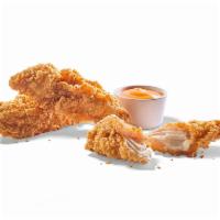 Kid's Chicken Tenders · Served with your choice of veggies, fruit or all natural-cut french fries, and milk or soft ...