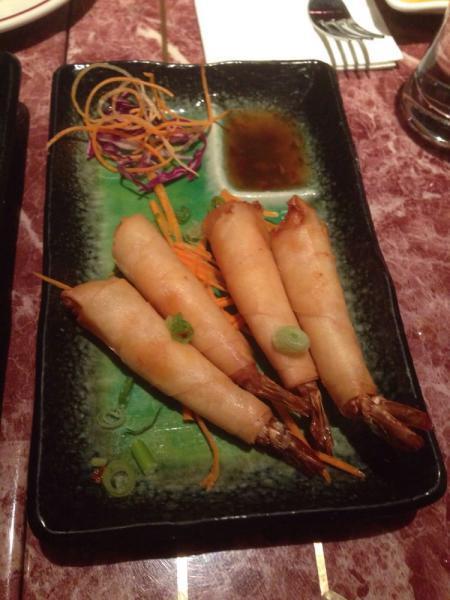 Thai Pot Shrimp Rolls · Large shrimp, Thai herbs wrapped in a crispy skin spring roll chili garlic dipping sauce.