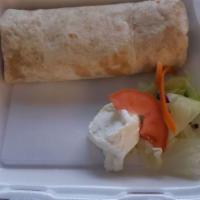 Grilled Chicken Burrito · Flour tortilla filled with beans, rice, cheese and sour cream.