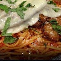 Roasted Eggplant Pasta · Spaghetti or ziti. Served with choice of sauce and homemade garlic knots.