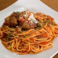Spaghetti · Housemade Napoli sauce and Parmigiano-reggiano. Served with bread.
