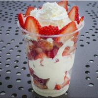 Strawberries and Cream · Fresh cut strawberries mixed with our special sweet cream, topped with whipped cream.