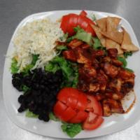 BBQ Chicken Salad · Grilled marinated chicken breast in lime southwest dressing, romaine lettuce,black beans, to...