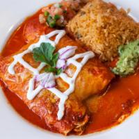 Enchiladas  · Simmered in signature green or red sauce, 2 corn tortillas  filled with your choice of chick...