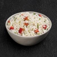 Jasmine Rice Pilaf · Jasmine rice with onions, garlic and diced red peppers

