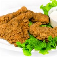 Chicken Fritters · 5 fried battered chicken strips served with ranch.