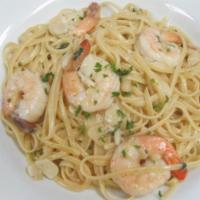 Shrimp Scampi Pasta · Gulf shrimp sauteed in garlic butter sauce with linguine pasta. Fresh pastas includes small ...