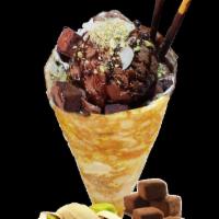 10. Chocolate Nut Party Crepe · Almonds, chocolate truffles, whipped yogurt, chocolate custard cream, chocolate sauce, choco...