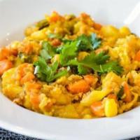 Mixed Vegetable · Carrots, potatoes, corn, peas and cauliflower slow cooked with masala mix. Vegetarian.