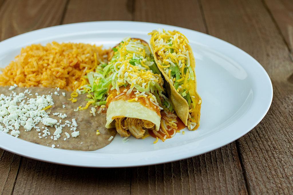 Combo #5 Enchilada & Taco or Bean & Cheese Burrito · One Shredded Beef,Shredded Chicken or Ground Beef Enchilada & one shredded beef hard shell taco or Bean & Cheese Burrito