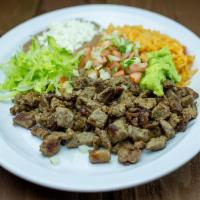 Combo #7 Carne Asada or Pollo Asado Plate · Diced steak or grilled chicken with pico de gallo, guacamole, lettuce and tortillas.