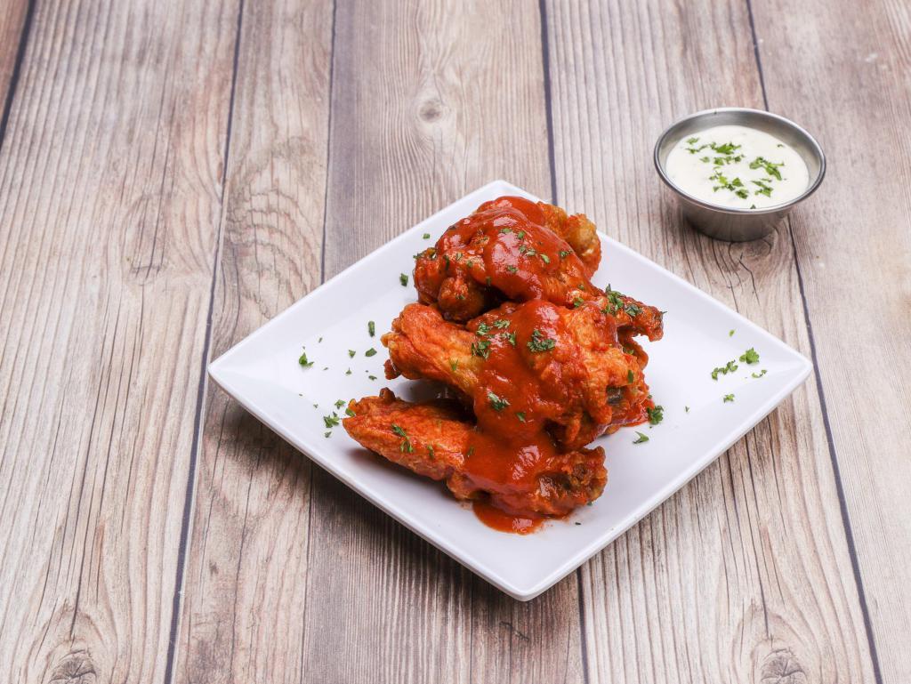 Chicken Wings · Your choice of sauce. Cooked wing of a chicken coated in sauce or seasoning.