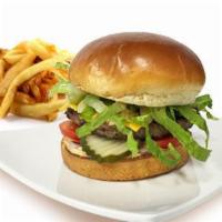 Cheeseburger · Lettuce, tomato, onion, pickle, and thousand islands on a Brioche hamburger bun.