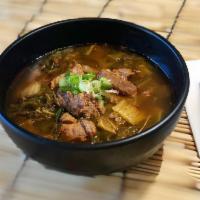 Hangover Soup (16oz) · beef and Napa cabbage in beef bone broth