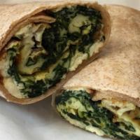 Eggs & Spinach Wrap (Baked Egg Whites) · Whole wheat wrap with 5 egg whites, steamed spinach and feta cheese.  Recommended dressing: ...