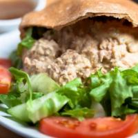 80. Tuna and Hummus Wrap · Whole wheat wrap with home-made hummus, white meat tuna, salad, tomato and cucumber. Recomme...