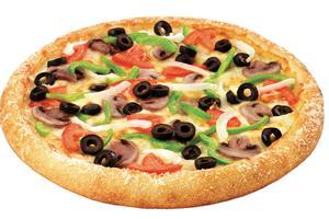 Vegetarian Pizza · Olive, tomatoes, mushrooms, peppers, spinach, onions and mozzarella cheese.