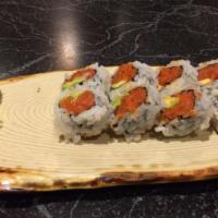 41. Spicy Salmon Roll · Spicy salmon, avocado, cucumber and spicy mayo.