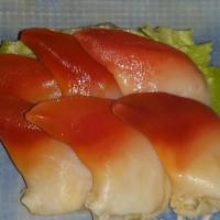 Hokkigai Sashimi Appetizer · 6 pieces of arctic sea surf clams.