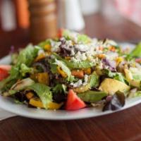Grilled Vegetable Salad with Feta · Fresh flame-grilled zucchini, yellow squash, carrots and bell pepper. With organic baby lett...