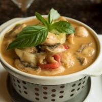 Panang Curry Dinner  · Rich Panang curry with coconut milk, crushed peanuts, mushrooms, bell pepper and zucchini. M...