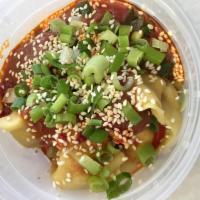 Szechuan wontons in Hot peanut Oil 四川混沌 · hot and spicy