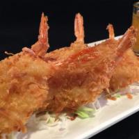 A8. Coconut Shrimps · 6 pieces. Deep-fried crispy coconut shrimps to golden brown and served with plum sauce.